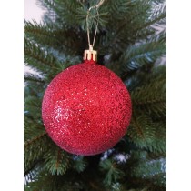 Новогодний шар "Блестки" Ø80мм красный, цена за набор 4шт